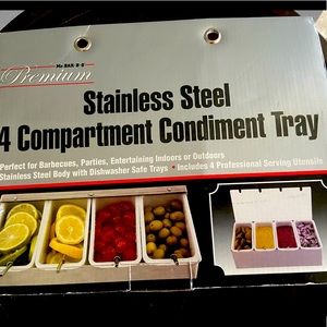Stainless steel 4compartment condiment tray